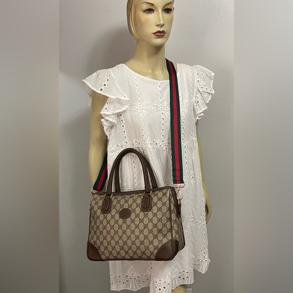 Vintage 80's GUCCI Classic GG Monogram PVC Vinyl Satchel Tote Crossbody Bag - Picture 13 of 13